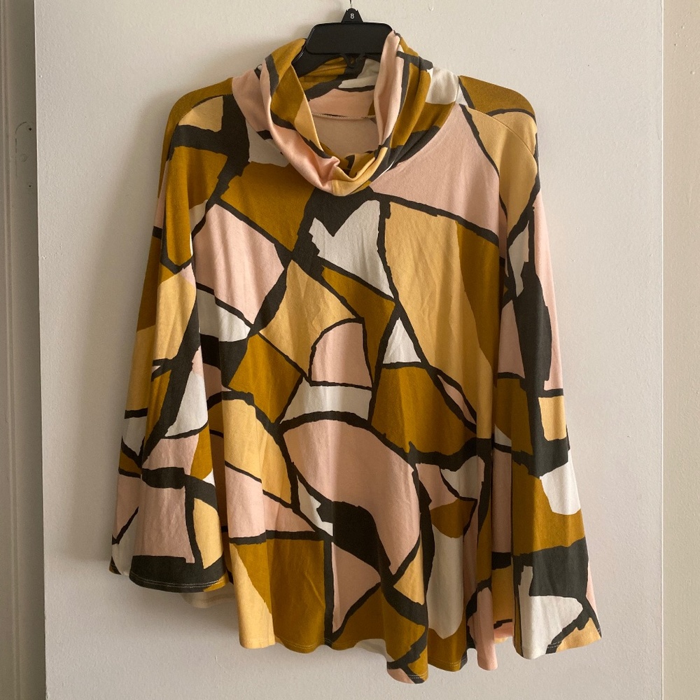 J. CREW Pucci Abstract Cowl Neck Cotton Terry Cloth Poncho